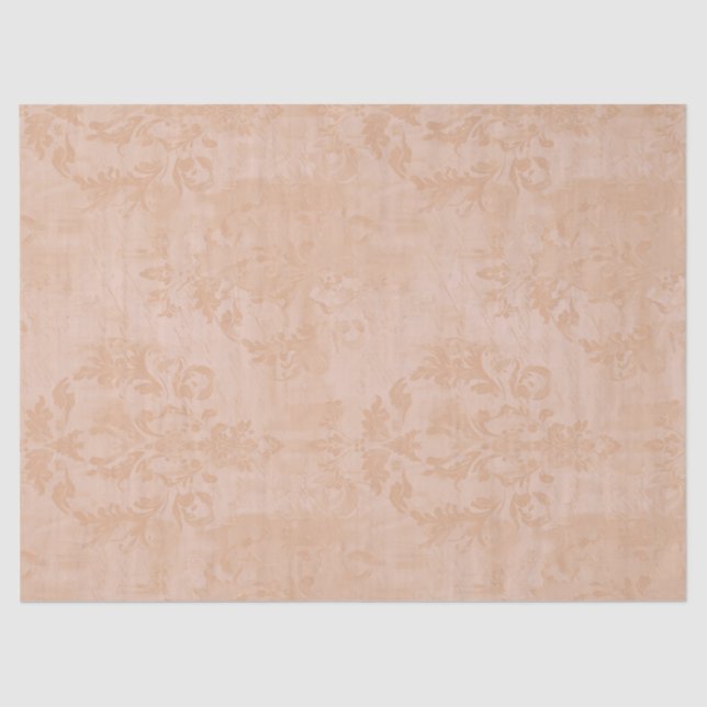 Vintage Dusty Peach Antique Damask Decoupage  Tissue Paper (Front)