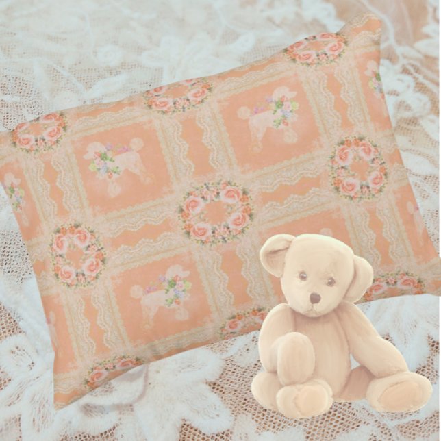 Vintage Dusty Peach Poodle Patchwork Accent Pillow (Creator Uploaded)