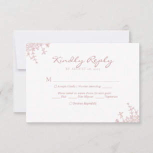 Vintage Dusty Pink Floral Crest Monogram Wedding RSVP Card