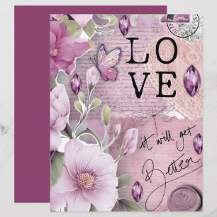 Vintage Dusty Pink Love Ephemera Scrapbook Paper