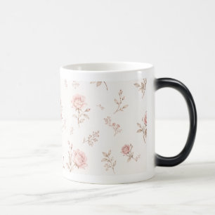 Vintage Dusty Pink Rose Floral Pattern Coffee Mug