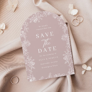 Vintage Dusty Pink & White Floral Wedding Save The Date