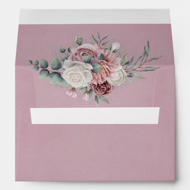 Vintage Dusty Rose and Greenery Envelope (Back (Bottom))