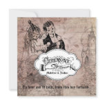 Vintage Dusty Rose Bride and Groom Wedding Invite