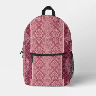 Vintage Dusty Rose Damask Pattern Backpack