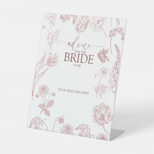 Vintage Dusty Rose Floral Advice To The Bride Pedestal Sign