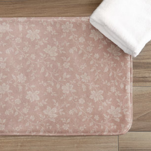 Vintage Dusty Rose Floral Elegant Bath Mat