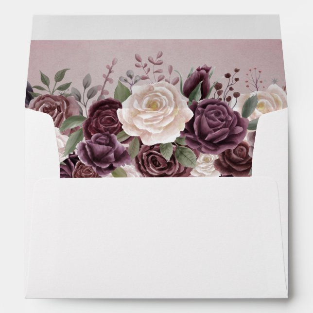 Vintage Dusty Rose Floral Envelope (Back (Bottom))