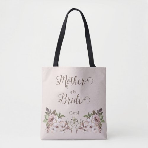 Vintage Dusty Rose Floral Mother of the Bride Tote Bag