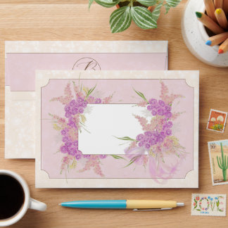 Vintage Dusty Rose Ombré Bow and Bouquet Envelope