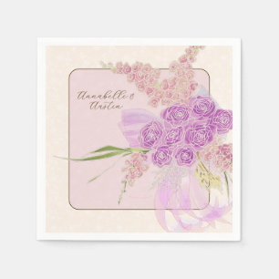Vintage Dusty Rose Ombré Bow and Bouquet-SQ vellum Napkins