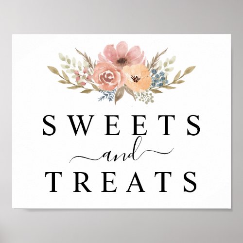 Vintage Dusty Rose Peach Floral Dessert Table Sign