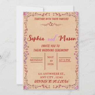 Vintage Dusty Rose & Peach Watercolor Invitation