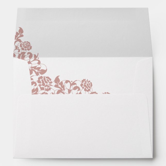 Vintage Dusty Rose Pink Lace Wedding  Envelo Envelope (Back (Bottom))