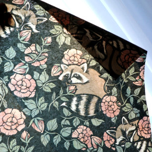 Vintage Dusty Rose Raccoons Pattern Tissue Paper