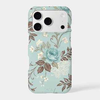 Vintage Dusty Teal Blue Rose Lace Shabby Chic Iphone 18 Pro Case
