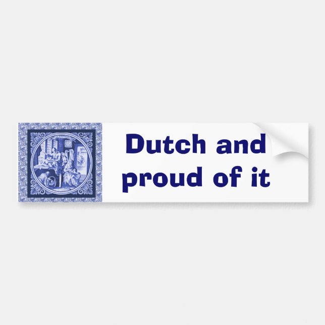 Vintage Dutch Blue Delft tile design Bumper Sticker (Front)
