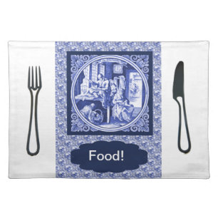 Vintage Dutch Blue Delft tile design Placemat