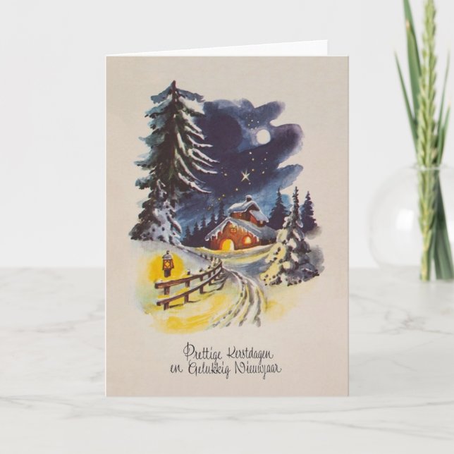 Vintage Dutch Christmas and New Year Greeting Card (Front)