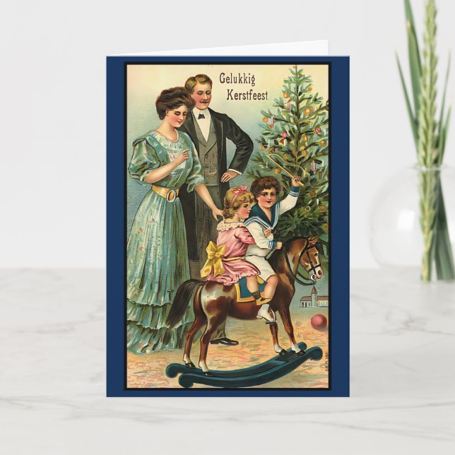 Vintage Dutch Christmas Vrolijk Kerstfeest Custom  Card (Front)