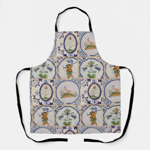 Vintage Dutch Delft Tiles 17th Century pottery art Apron