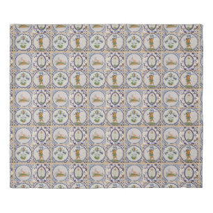Vintage Dutch Delft Tiles 17th Century pottery art Duvet Cover