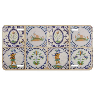 Vintage Dutch Delft Tiles 17th Century pottery art License Plate
