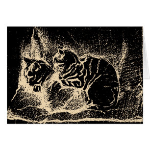 Vintage Dutch Fine Art - Two Sleeping Cats