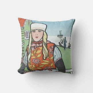 Vintage Dutch Girl Throw Pillow