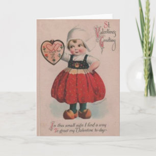 Vintage Dutch Girl Victorian Valentine's Day Holiday Card