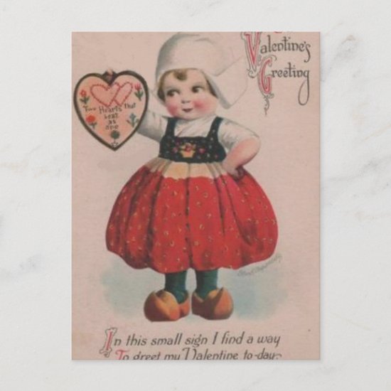 Vintage Dutch Girl Victorian Valentine's Day Holiday Postcard