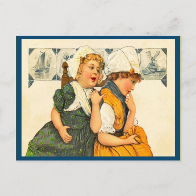 Vintage Dutch girls at home Postcard (Front)