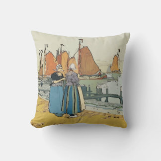 Vintage Dutch Girls Throw Pillow