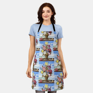 Vintage Dutch Golden Age Floral Still Life Apron