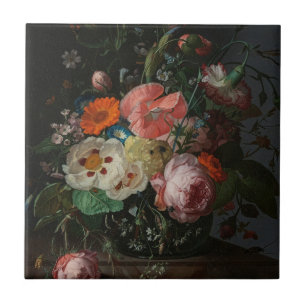 Vintage Dutch Master Still Life Rachel Ruysch Ceramic Tile