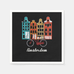 Vintage Dutch People Netherlands Amsterdam Bicycle Napkins