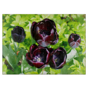 Vintage Dutch Purple Green Black Tulips Photo Cutting Board