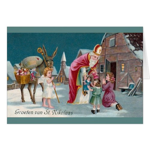 Vintage Dutch Saint Nikolaas Greeting Card