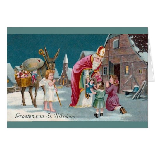 Vintage Dutch Saint Nikolaas Greeting Card (Front Horizontal)