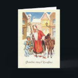 Vintage Dutch St. Nicholas Nicolaas Christmas Card<br><div class="desc">Retro / Vintage Dutch St. Nicolaas greeting card.  St. Nicholas and his donkey visiting children.  Groeten van St. Nicolaas!  Greetings from St. Nicholas!</div>