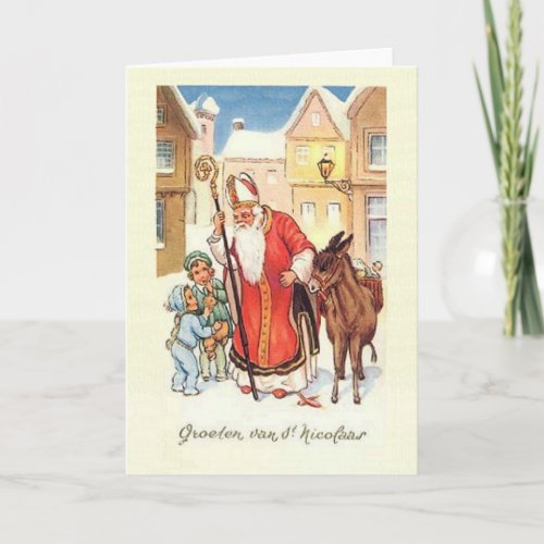 Vintage Dutch St Nicholas Nicolaas Christmas Card