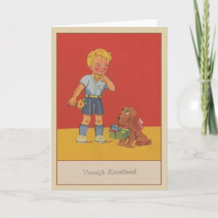 Vintage Dutch Vroolijk Kerstfeest Christmas Card