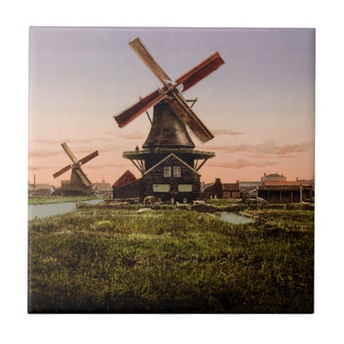 Vintage Dutch Windmills ceramic tiles