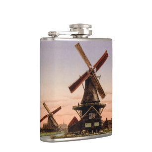 Vintage Dutch Windmills custom flask
