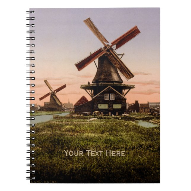 Vintage Dutch Windmills custom notebook (Front)