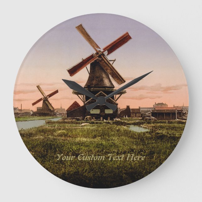 Vintage Dutch Windmills custom wall clock (Front)