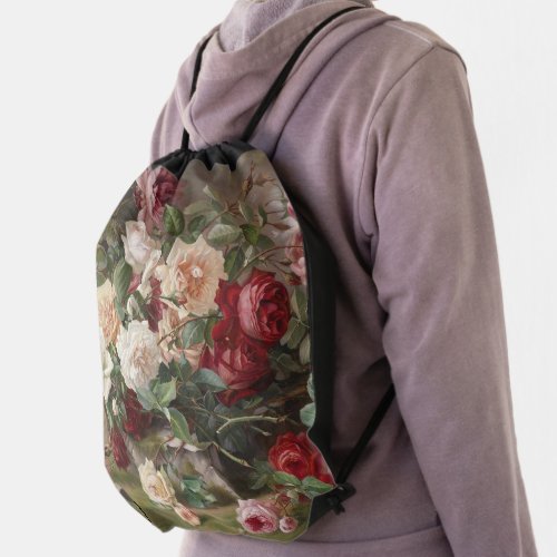 Vintage E Hariel Rose Still Life        Drawstring Bag