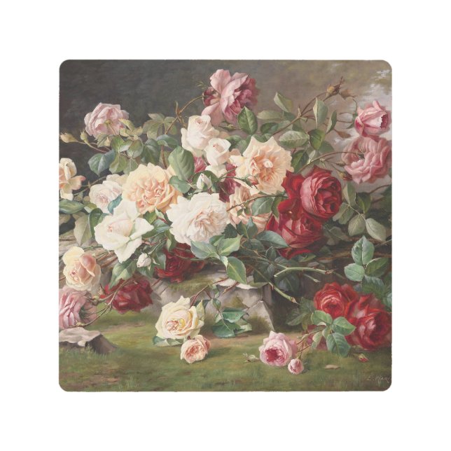 Vintage E. Hariel Rose Still Life       Metal Print (Front)