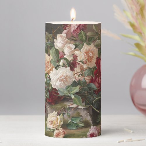 Vintage E Hariel Rose Still Life          Pillar Candle