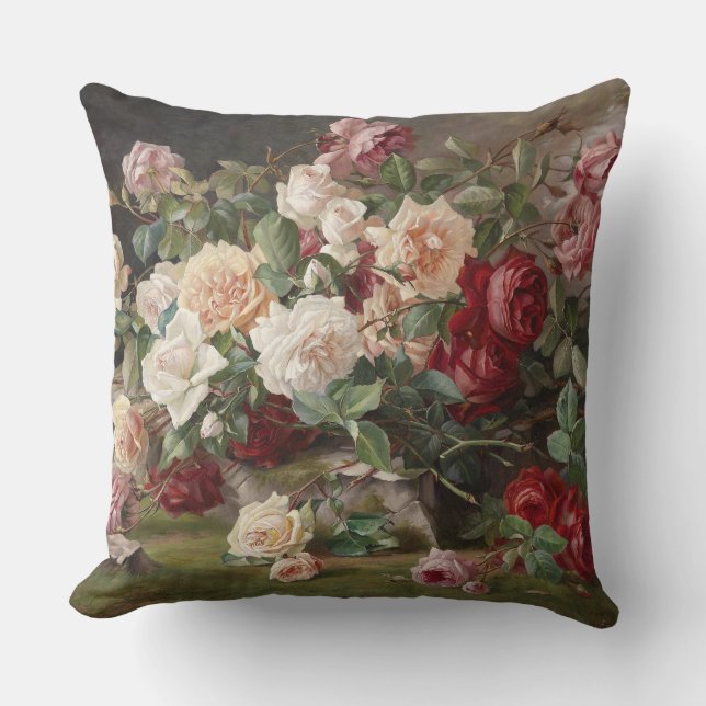 Vintage E. Hariel Rose Still Life     Throw Pillow (Front)
